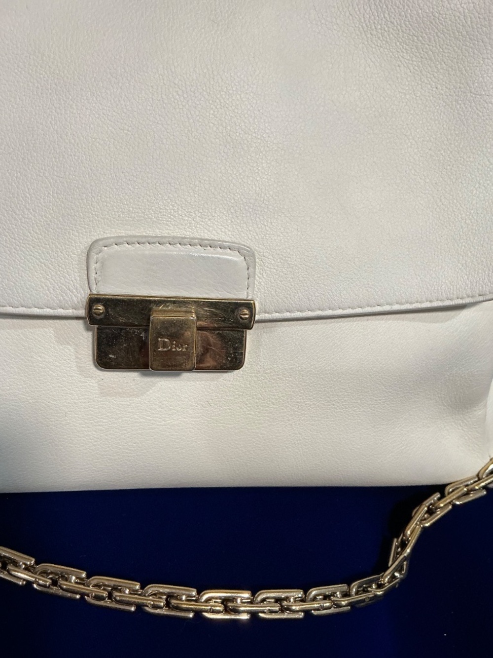 Christian Dior Diorling Chain Shoulder Bag Cream Calfskin Leather Women - Picture 3 of 11